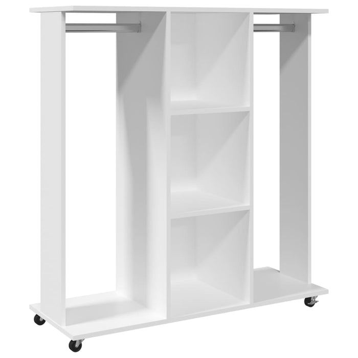 Garderobe med hjul hvit 102x38x110 cm konstruert tre