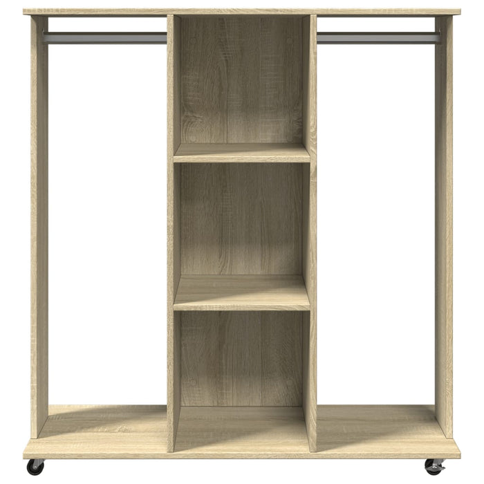 Garderobe med hjul sonoma eik 102x38x110 cm konstruert tre