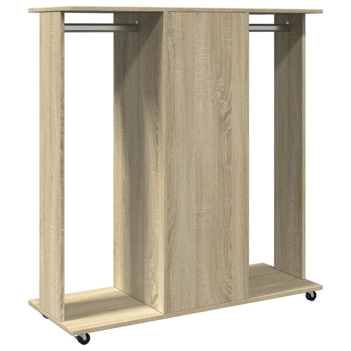 Garderobe med hjul sonoma eik 102x38x110 cm konstruert tre