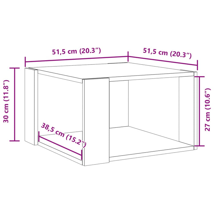 Salongbord sonoma eik 51,5x51,5x30 cm konstruert tre