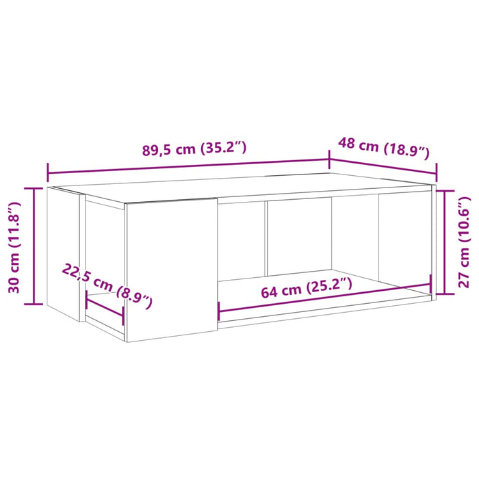 Salongbord betonggrå 89,5x48x30 cm konstruert tre