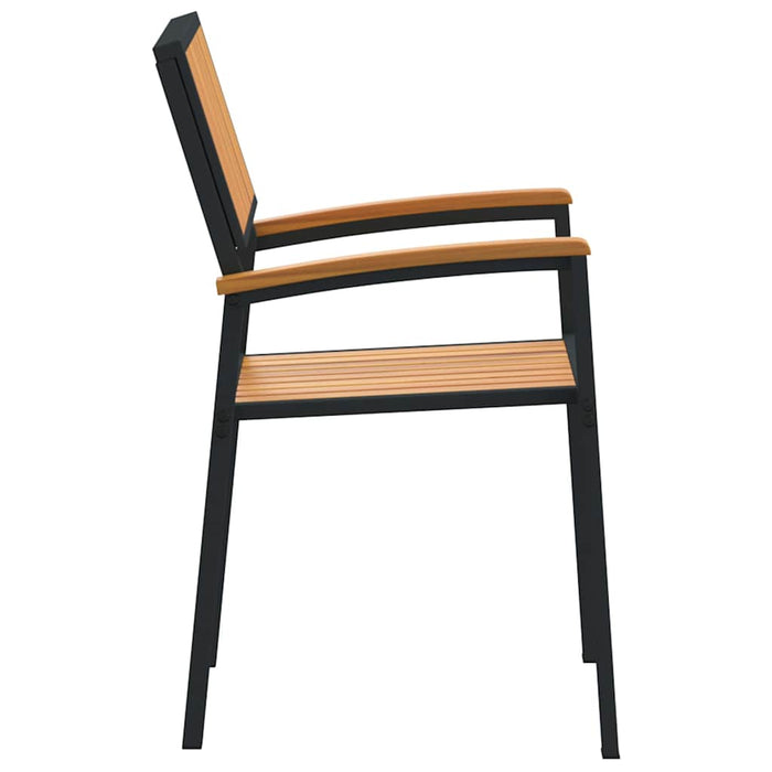 Stabelbare hage stoler 8 stk svart stål og solid tre akasiet