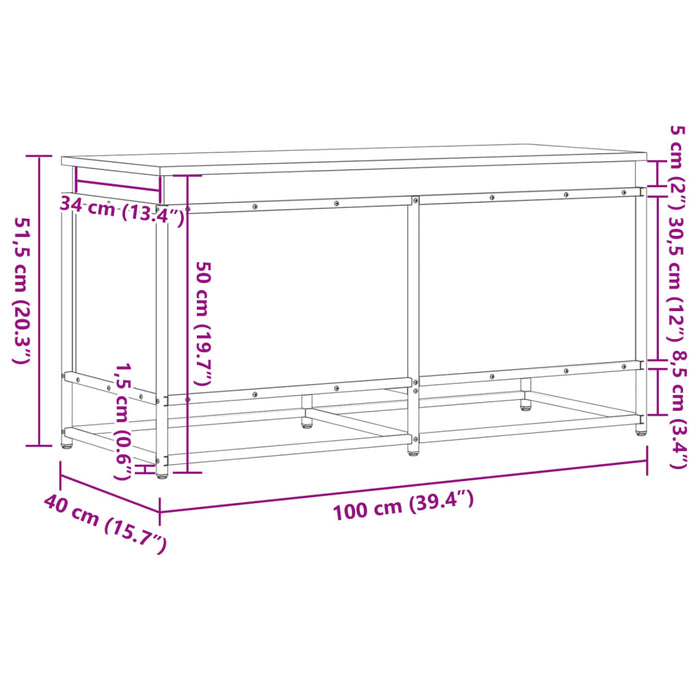 Oppbevaringsboks med lokk svart 100x40x51,5 cm konstruert tre