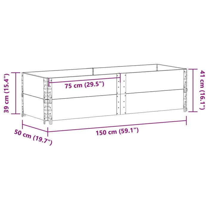 Hageplantekasse svart 150x50 cm heltre furu