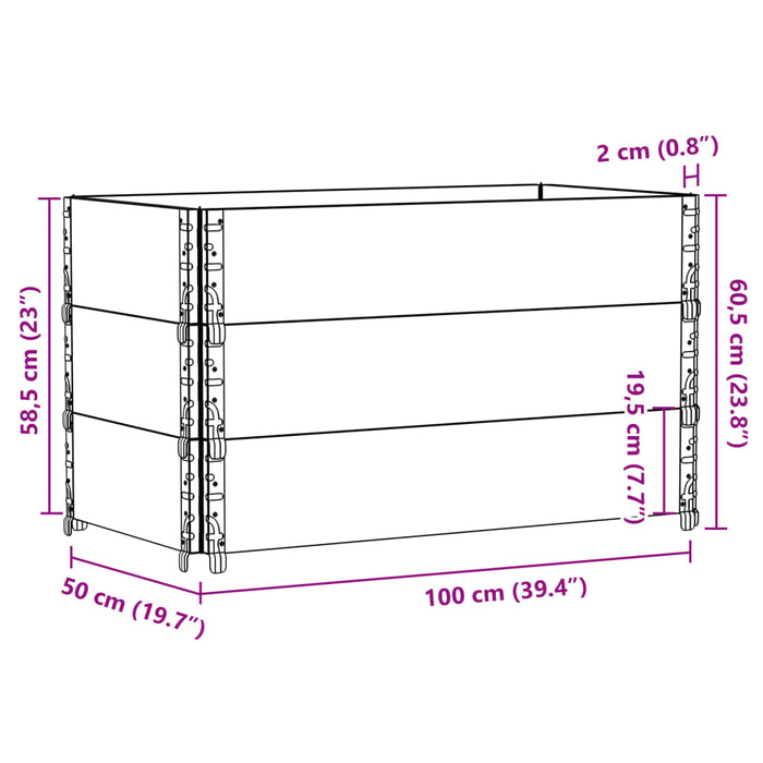 Hageplantekasse svart 100x50 cm heltre furu