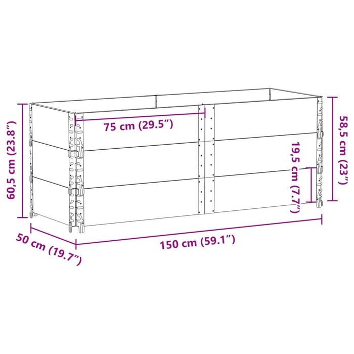 Hageplantekasse svart 150x50 cm heltre furu