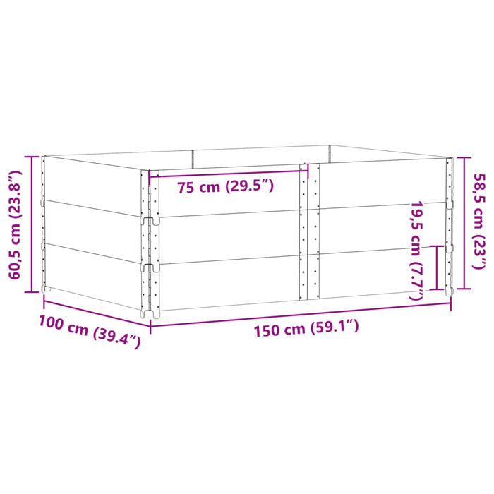 Plantekasse 150x100 cm heltre furu