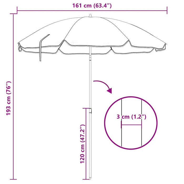 Strandparasol Kamuflasje 161 x 193 cm Polyester