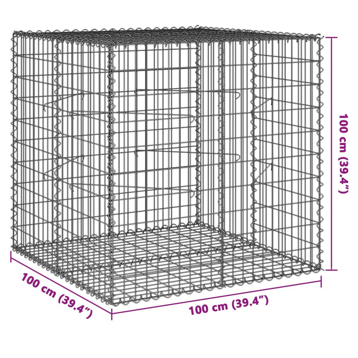 Gabionkurv med deksel 100x100x100 cm galvanisert jern