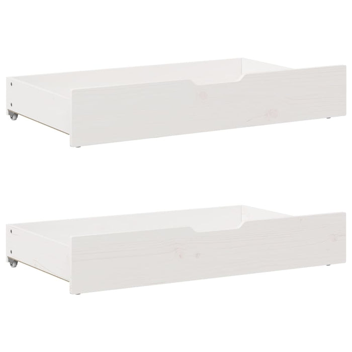 Sengeskuffer 2 stk hvit 95x55x16 cm heltre furu