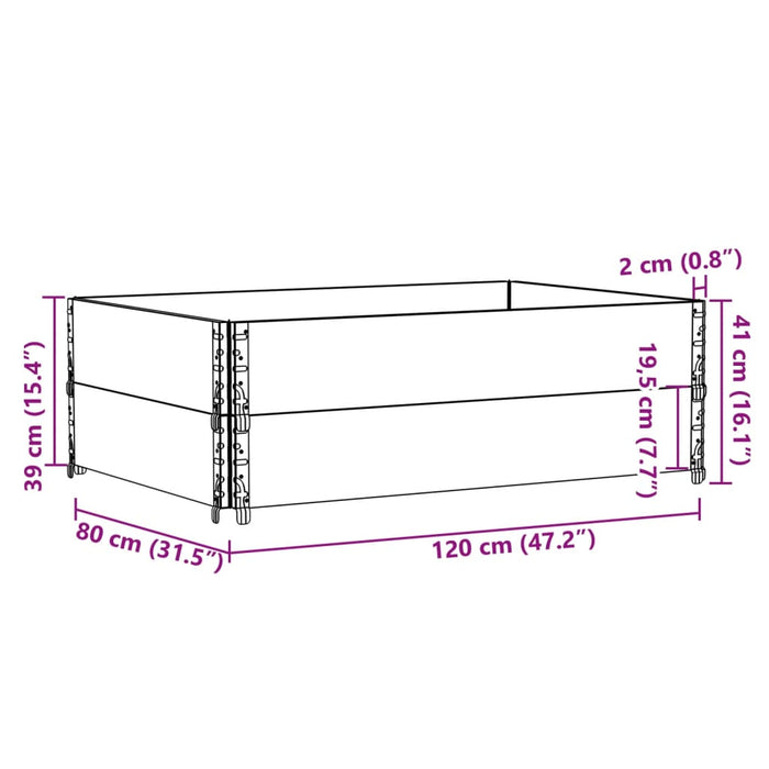 Plantekasse svart 120x80 cm heltre furu