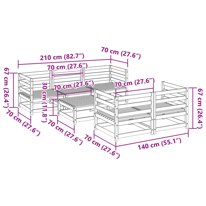 Hagesofasett 6 deler impregnert furu