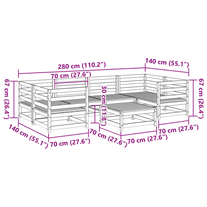 Hagesofasett 7 deler voksbrun heltre furu