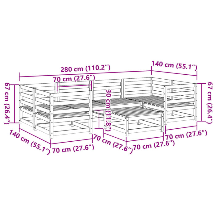 Hagesofasett 7 deler impregnert furu