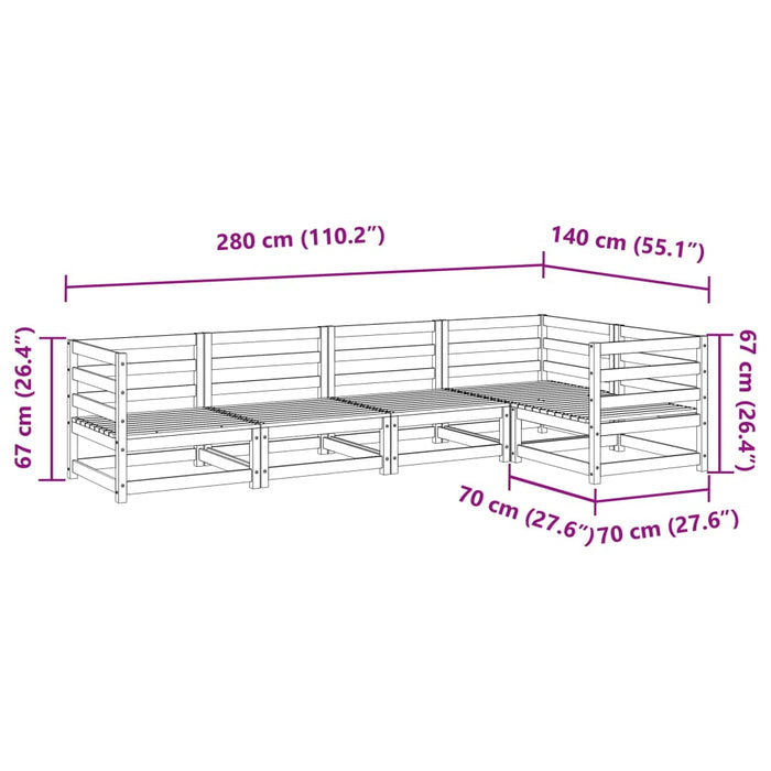 Hagesofasett 5 deler heltre furu