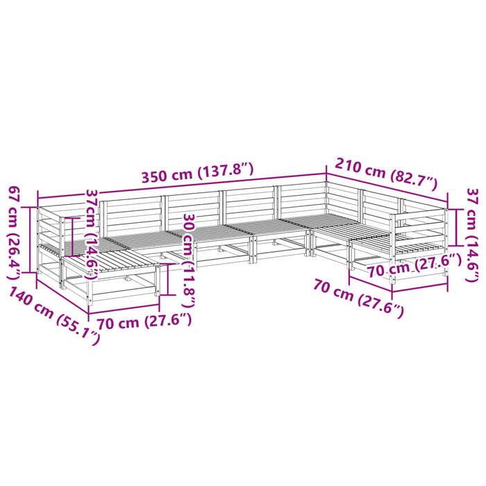 Hagesofasett 8 deler impregnert furu