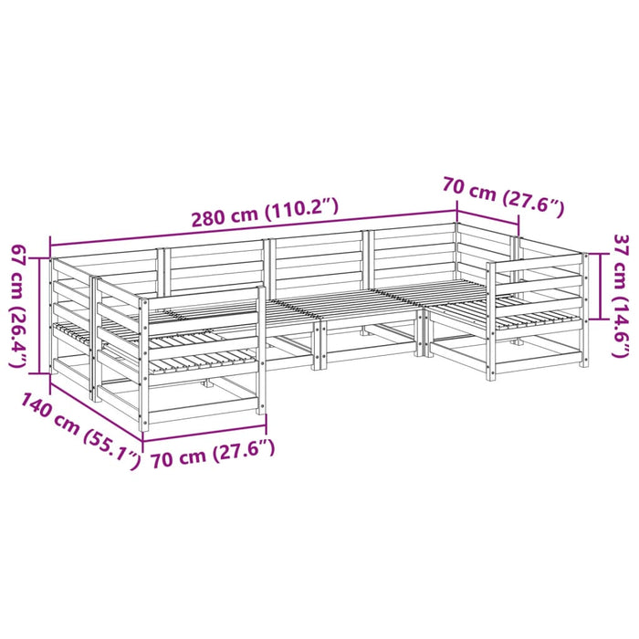 Hagesofasett 6 deler impregnert furu