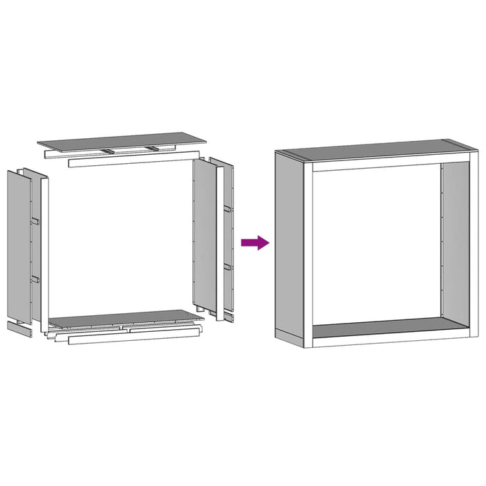 Vedstativ svart 100x40x100 cm stål