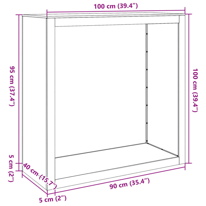 Vedstativ svart 100x40x100 cm stål