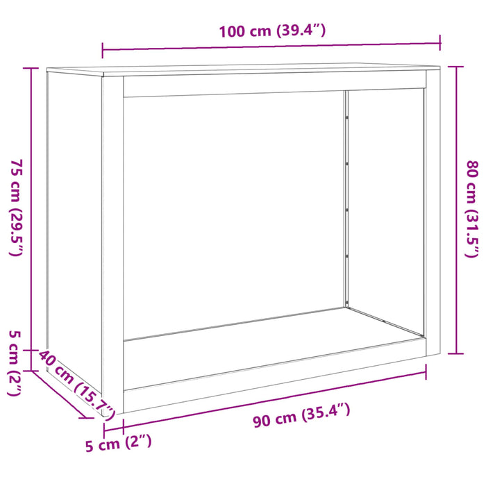 Vedstativ svart 100x40x80 cm stål