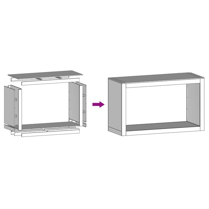 Vedstativ hvit 100x40x60 cm stål