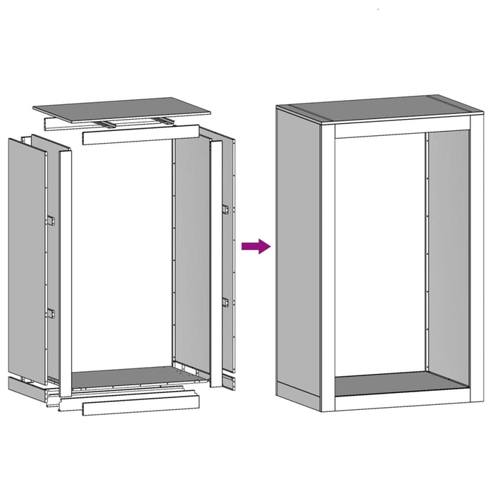 Vedstativ svart 60x40x100 cm stål