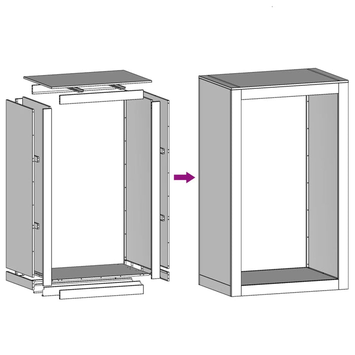 Vedstativ antrasitt 60x40x100 cm stål