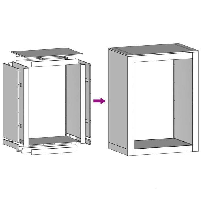 Vedstativ antrasitt 60x40x100 cm stål