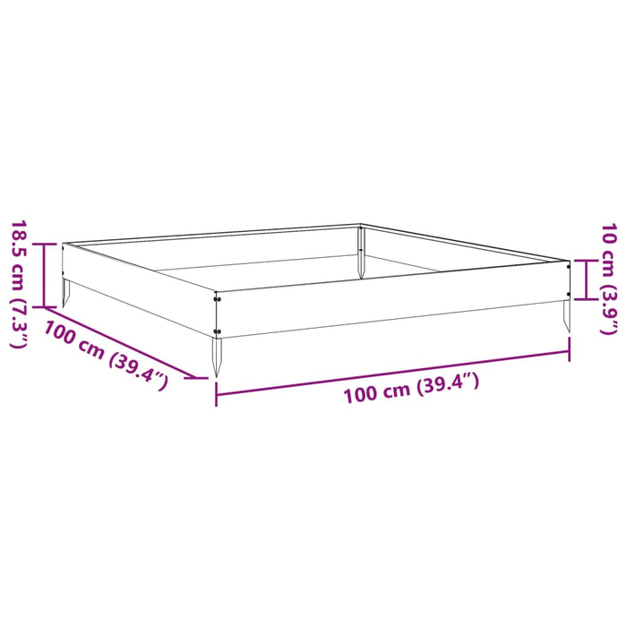 Forhøyet hagebed svart 100x100x18,5 cm stål