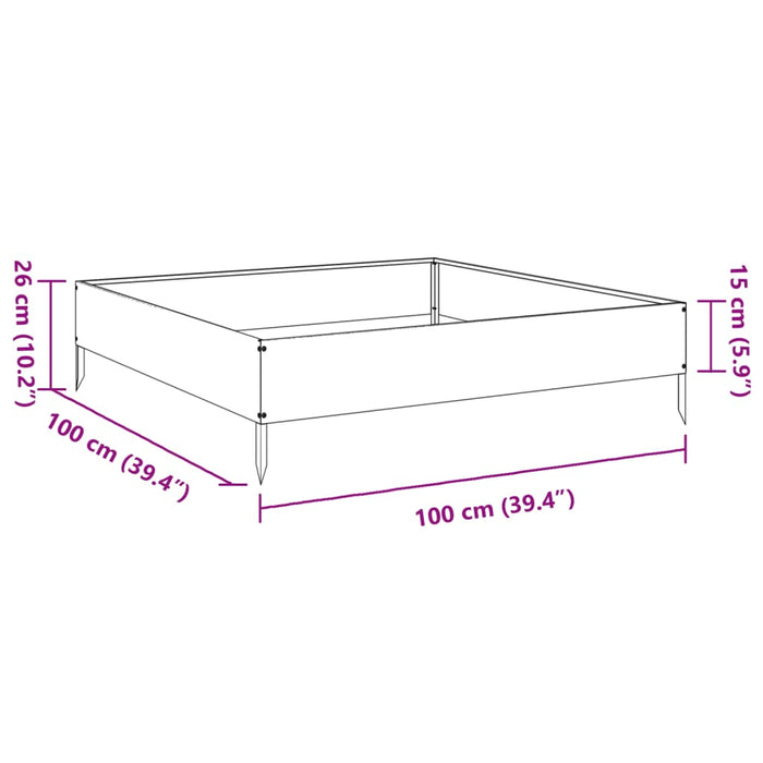 Høybed olivengrønn 100x100x26 cm stål