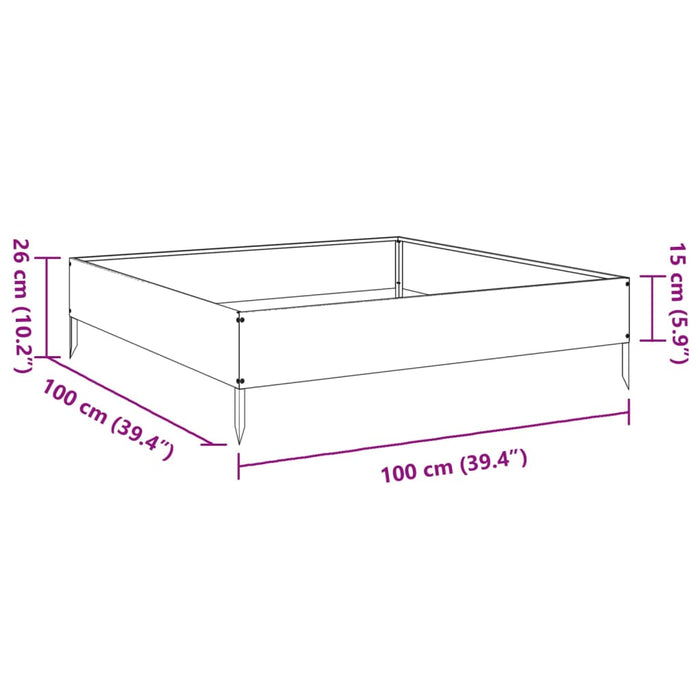 Høybed 100x100x26 cm galvanisert stål