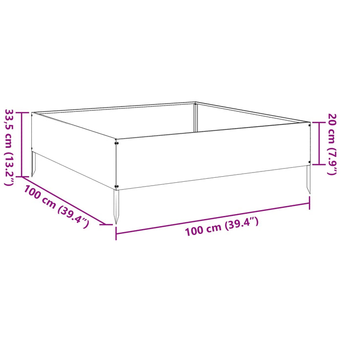 Forhøyet hagebed svart 100x100x33,5 cm stål