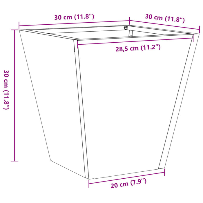 Plantekasse 30x30x30 cm rustfritt stål