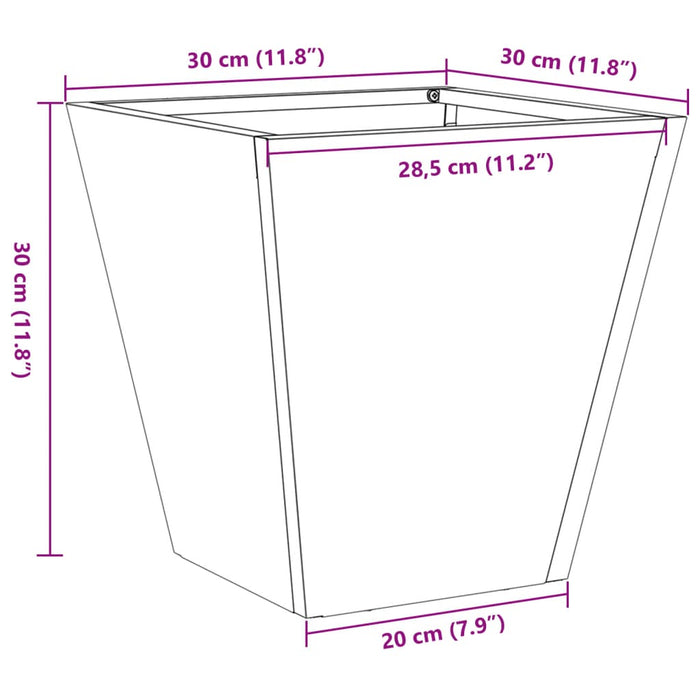 Plantekasse 30x30x30 cm galvanisert stål