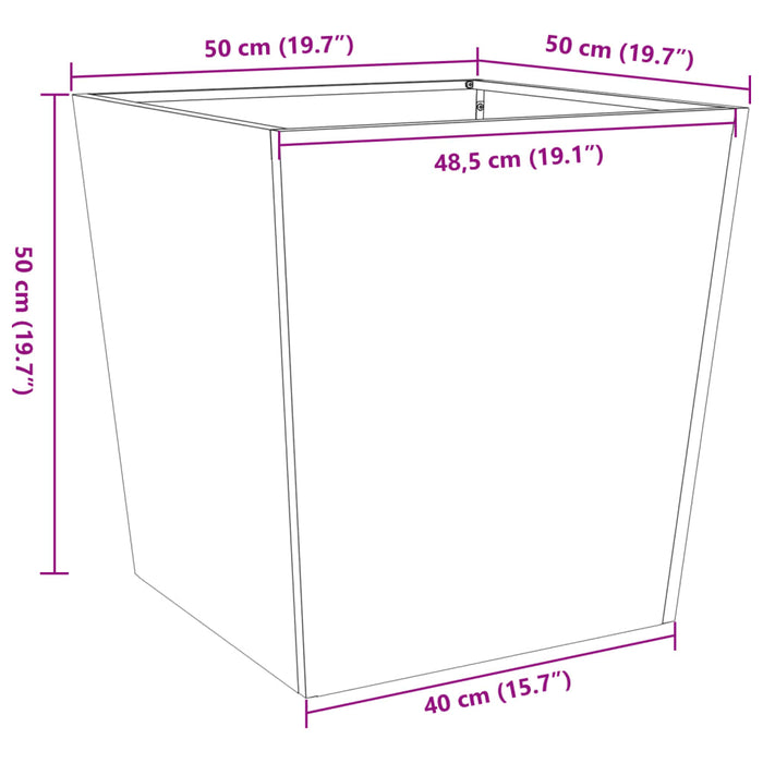 Plantekasse svart 50x50x50 cm cortenstål