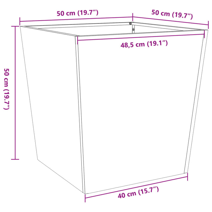 Plantekasse hvit 50x50x50 cm cortenstål