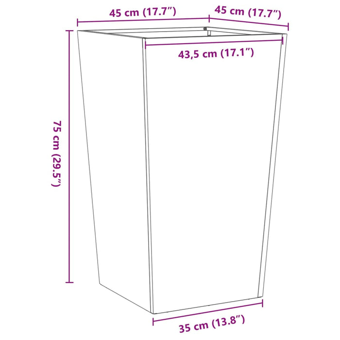 Plantekasse hvit 45x45x75 cm stål