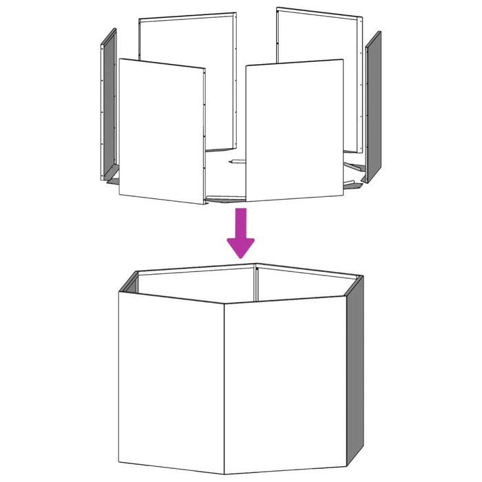 Plantekasse antrasitt sekskantet 46x40x45 cm stål