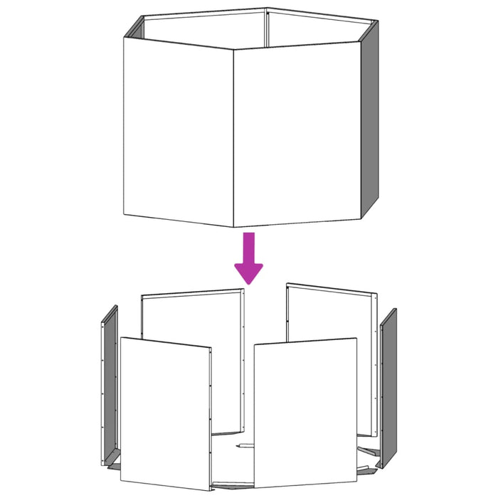 Plantekasse hvit sekskantet 138x120x45 cm stål