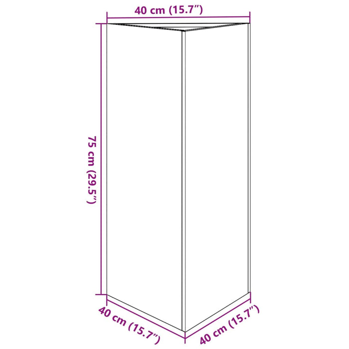 Plantekasse hvit trekantet 40x34,5x70 cm stål