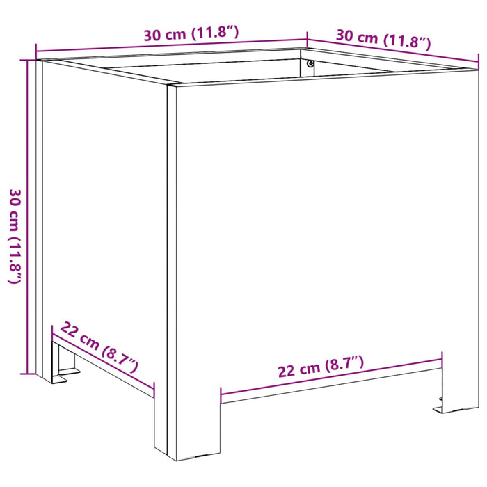 Plantekasse svart 30x30x30 cm stål