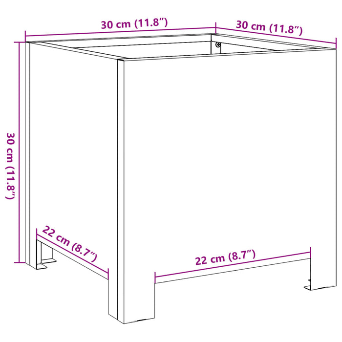 Plantekasse antrasitt 30x30x30 cm stål