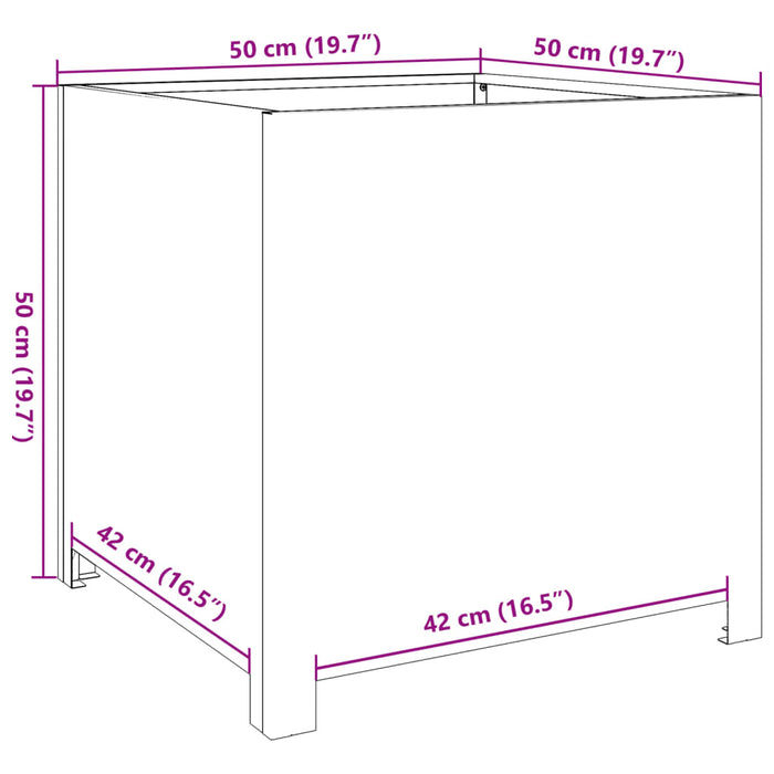 Plantekasse svart 50x50x50 cm cortenstål