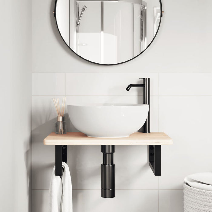 Servanthylle veggmontert stål og heltre eik