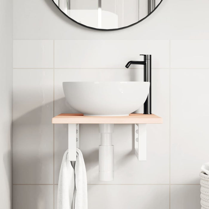 Servanthylle veggmontert stål og heltre eik