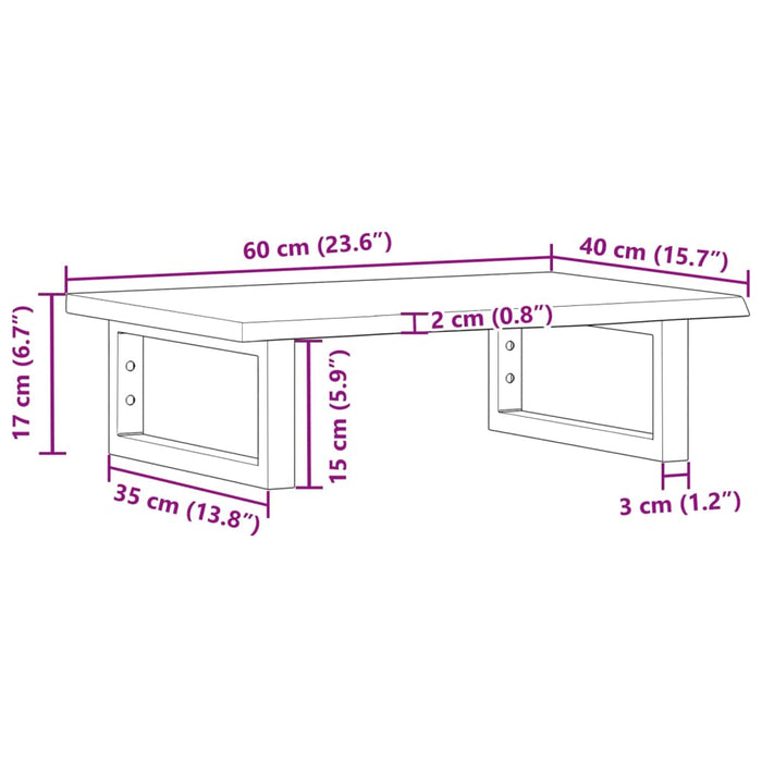 Servanthylle veggmontert stål og heltre eik