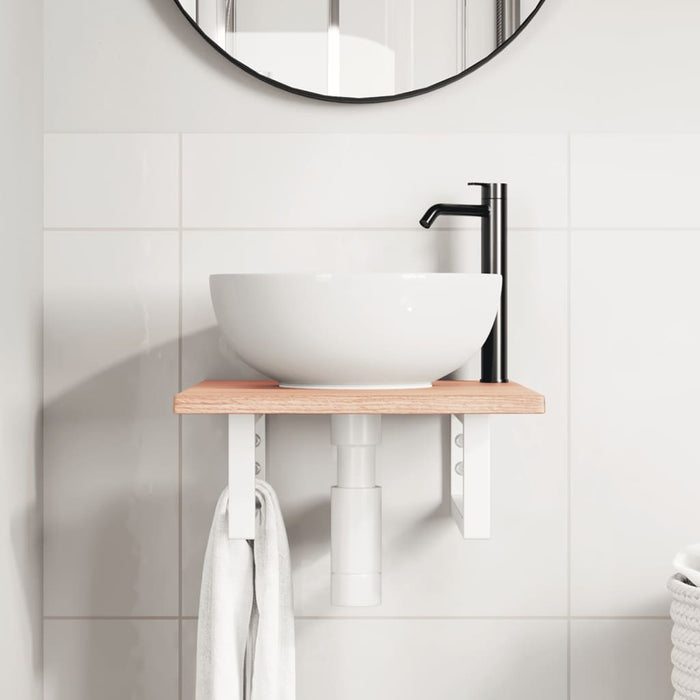 Servanthylle veggmontert stål og heltre eik