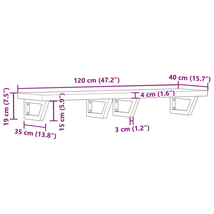 Servanthylle veggmontert stål og heltre akasie