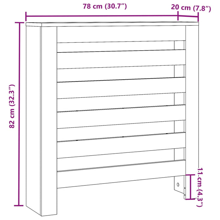 Radiatordeksel svart 78x20x82 cm konstruert tre