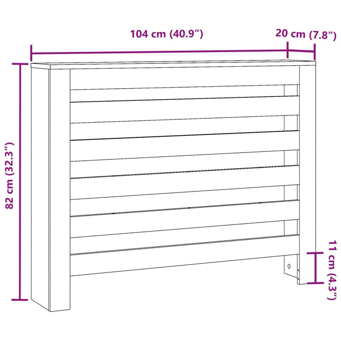 Radiatordeksel sonoma eik 104x20x82 cm konstruert tre